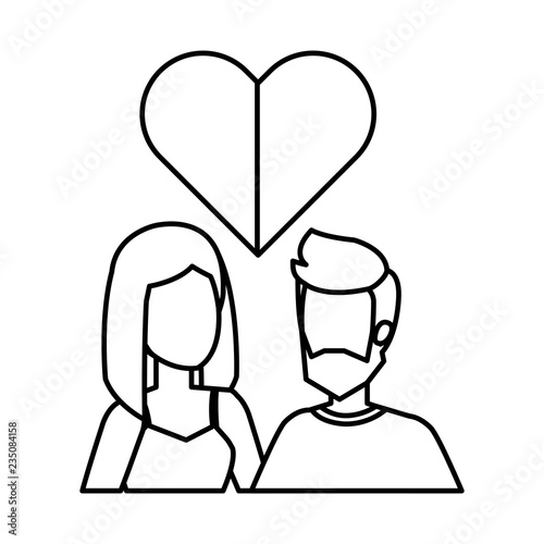 young couple with heart love