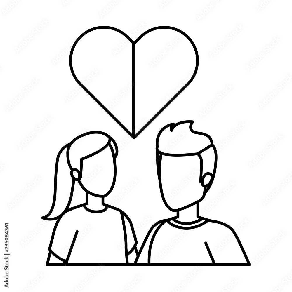 young couple with heart love young couple with heart love