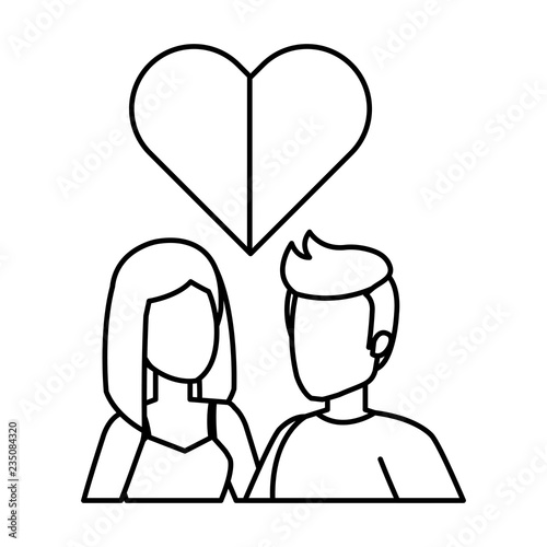 young couple with heart love