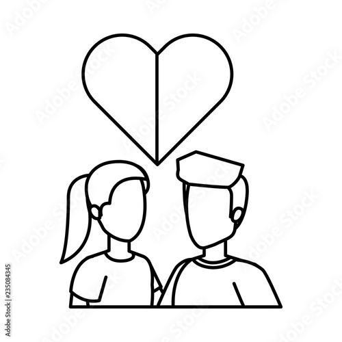 young couple with heart love