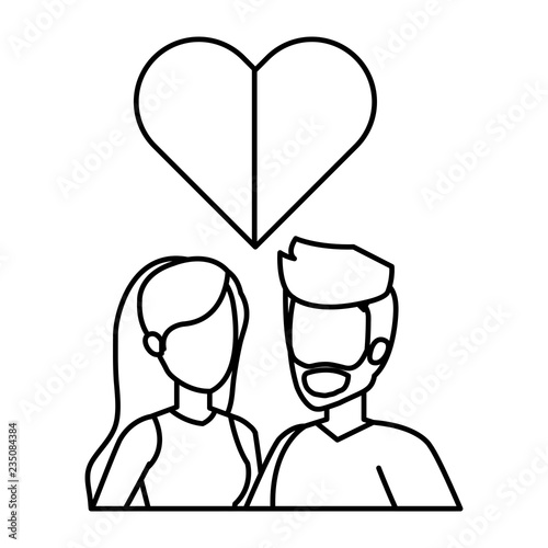 young couple with heart love