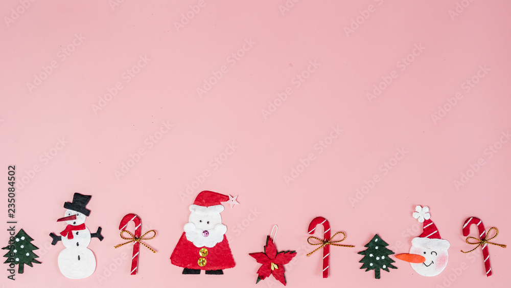 Christmas objects laid out in background. Christmas objects laid out in background.
