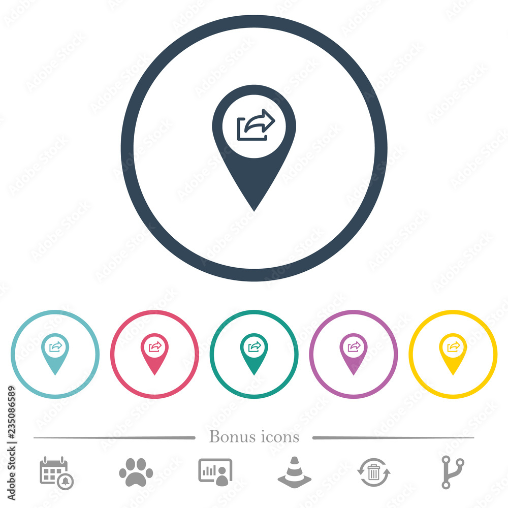 Obraz premium Export GPS map location flat color icons in round outlines