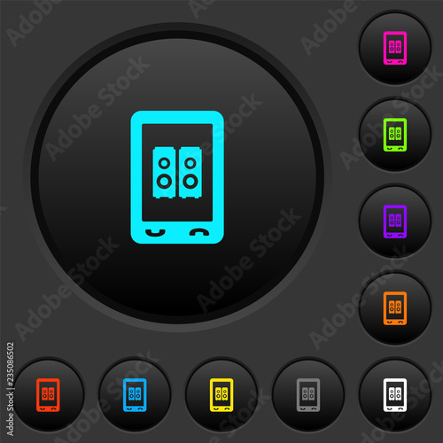 Mobile speakerphone dark push buttons with color icons
