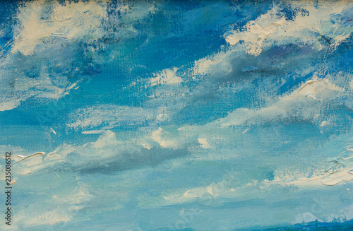 Abstract clouds blue sky oil painting background