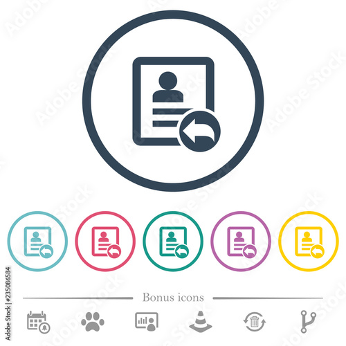 Reply contact flat color icons in round outlines
