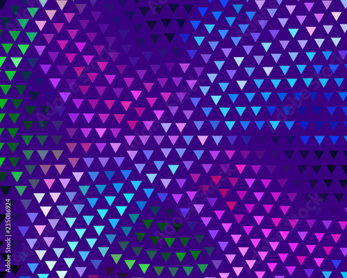 Bright dynamic background with wavy lines of circles, dots. Rounds of different scale neon color. Vector illustration.