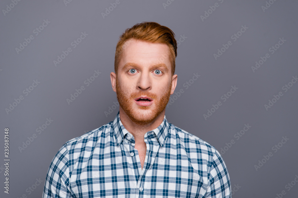 Close-up portrait of nice content funny handsome attractive tren Close-up portrait of nice content funny handsome attractive tren