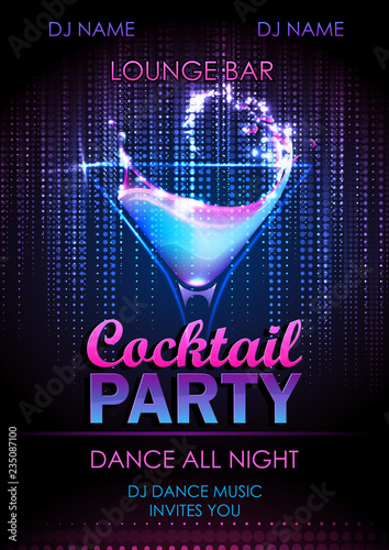 Disco background. Cocktail party poster