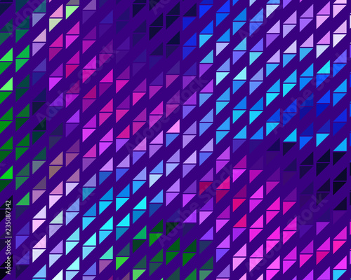 Bright dynamic background with wavy lines of circles, dots. Rounds of different scale neon color. Vector illustration.