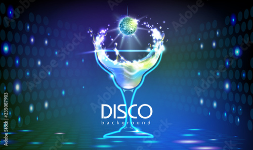 Neon Disco cocktail party background