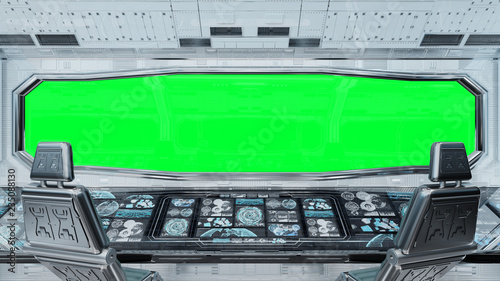 Fototapeta Naklejka Na Ścianę i Meble -  White clean spaceship interior background 3D rendering
