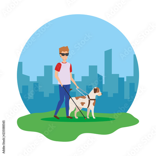 blind man with guide dog