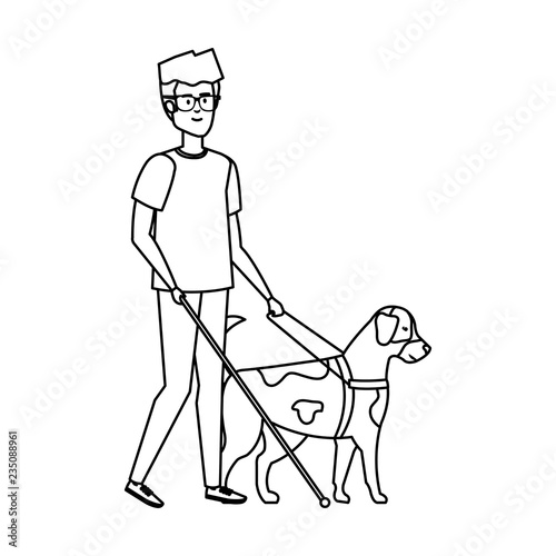 blind man with guide dog