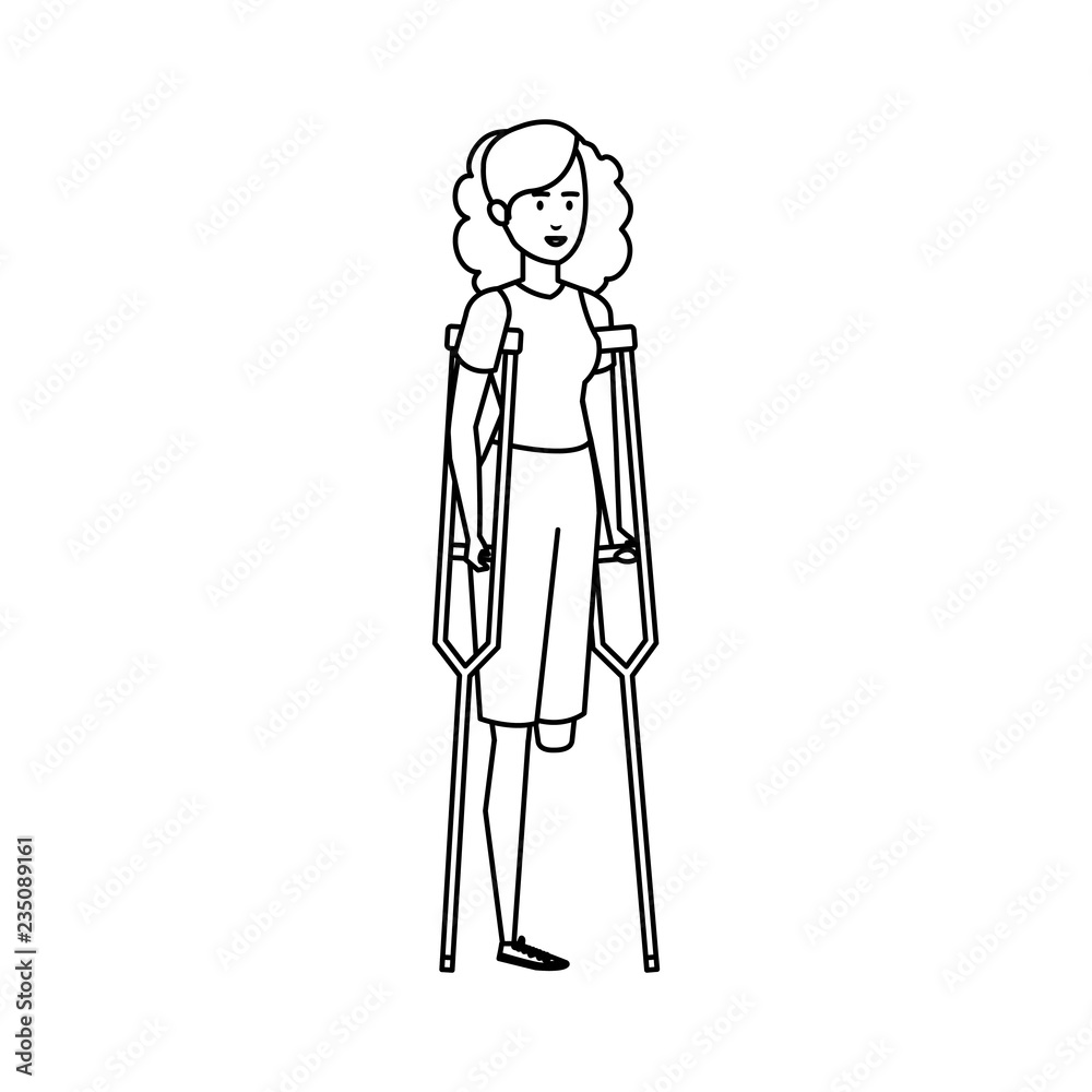 woman with crutches character