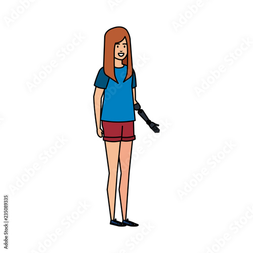 woman with prosthetic hand