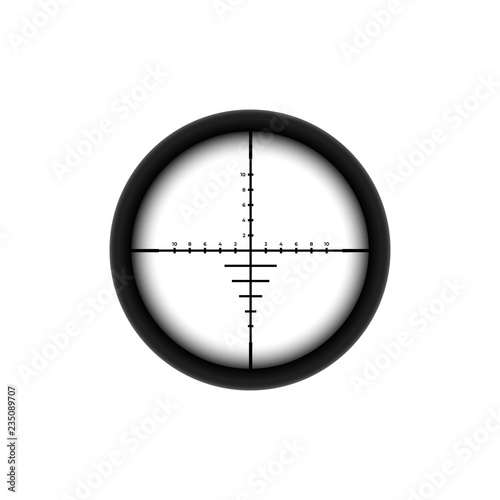 Automatic sniper collimator icon with blurred sight crosshairs. photo