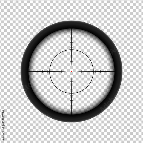 Sniper AR crosshairs icon with red target dot. photo