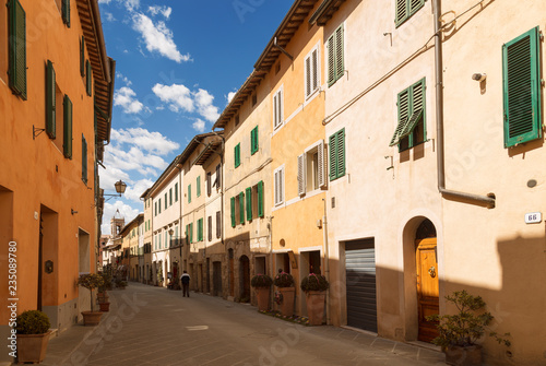 Street in the town of San Quirico d orcia  Tuscany  Italy