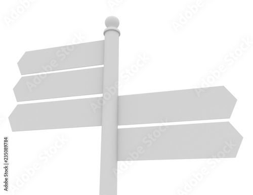 empty multidirectional sign isolated on white background . 3d rendered illustration