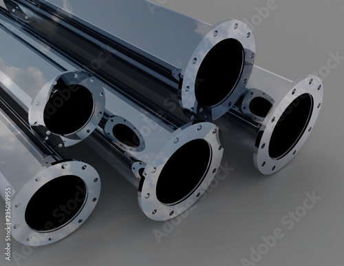set of metallic pipes . 3D rendered illustration