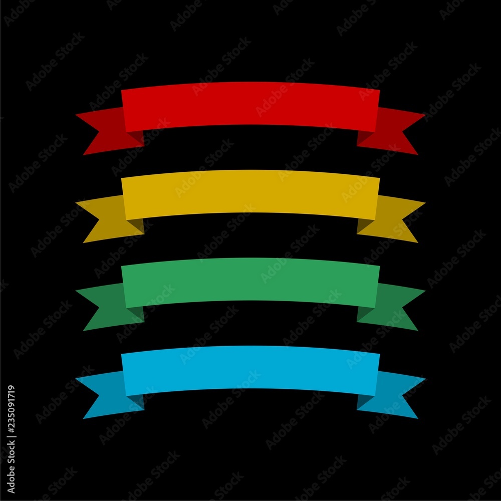 Banner ribbon flat icon or logo on dark background