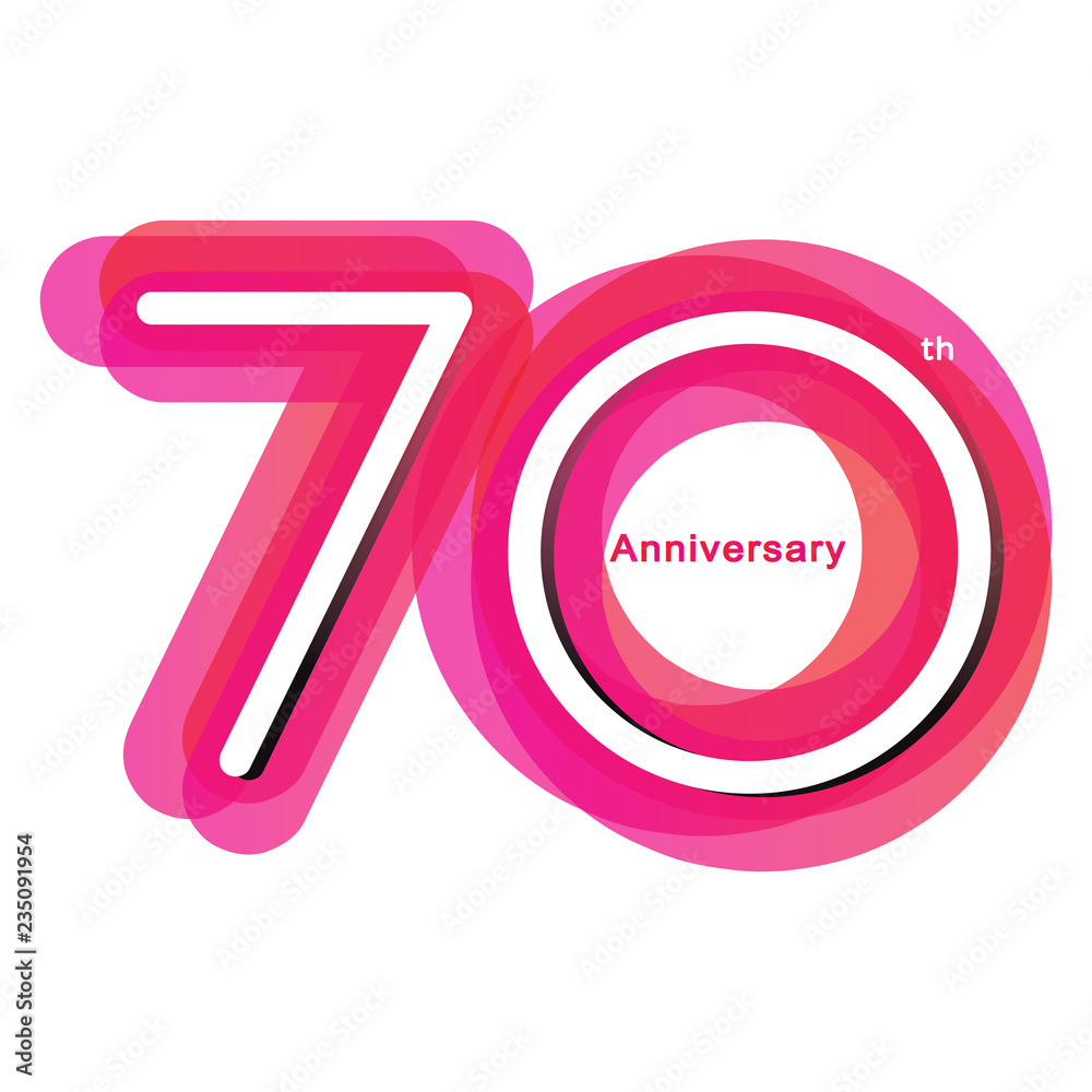 Colorful anniversary of 70 ,70th number with variation colours Colorful anniversary of 70 ,70th number with variation colours