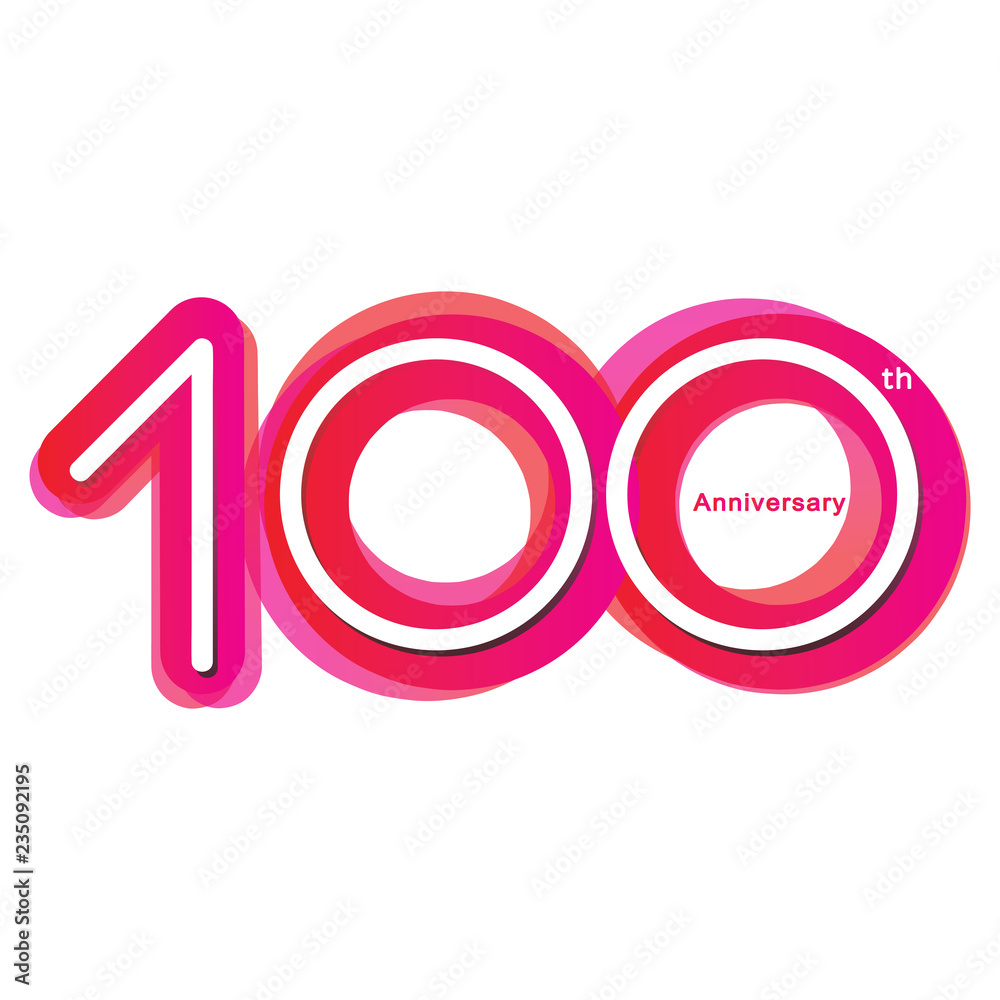 Colorful anniversary of 100 , 100th number with variation colours Colorful anniversary of 100 , 100th number with variation colours