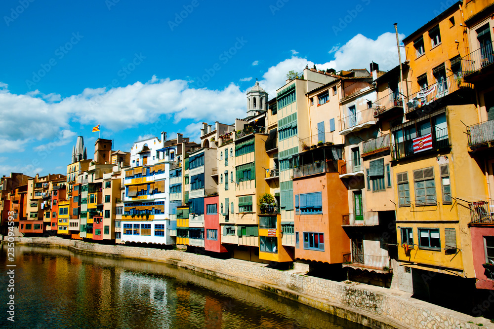 Colorful Houses in Onyar River - Girona - Spain