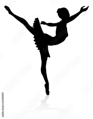 Silhouette of a ballet dancer dancing in a pose or position