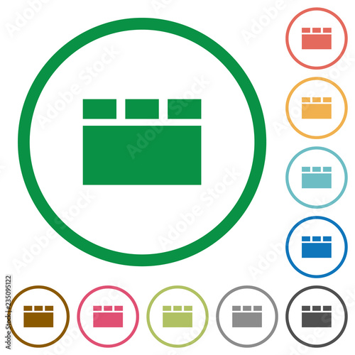 Horizontal tabbed layout flat icons with outlines