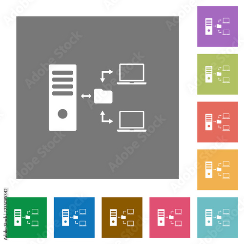 Network file system with server square flat icons