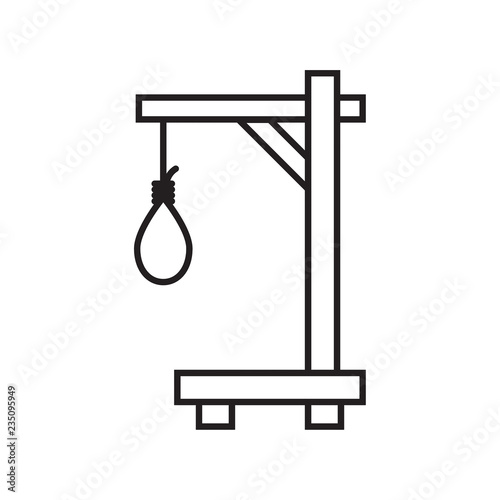 Rope with a loop concept of the death penalty by hanging. Noose with hangmans knot. Vector illustration.