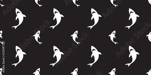 shark seamless pattern fin dolphin whale vector ocean wave island wallpaper background black
