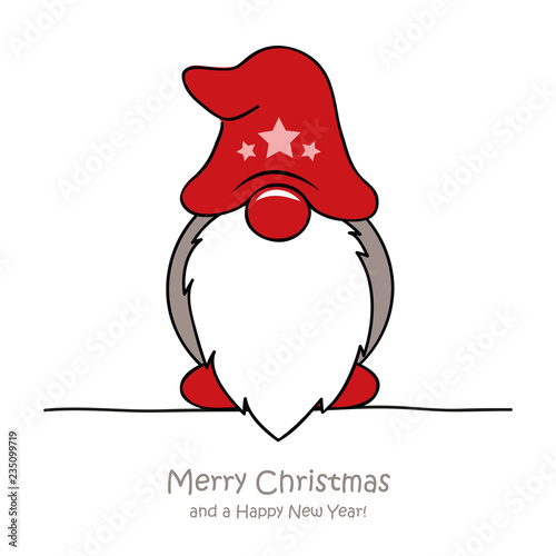 cute christmas dwarf with red cap christmas cartoon vector illustration EPS10
