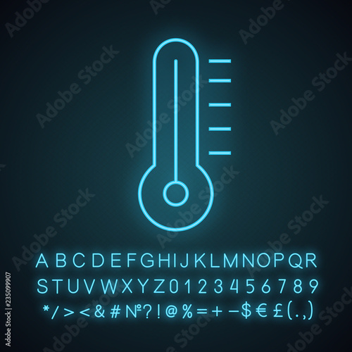 Thermometer neon light icon