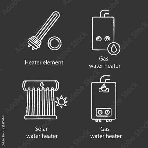 Heating chalk icons set