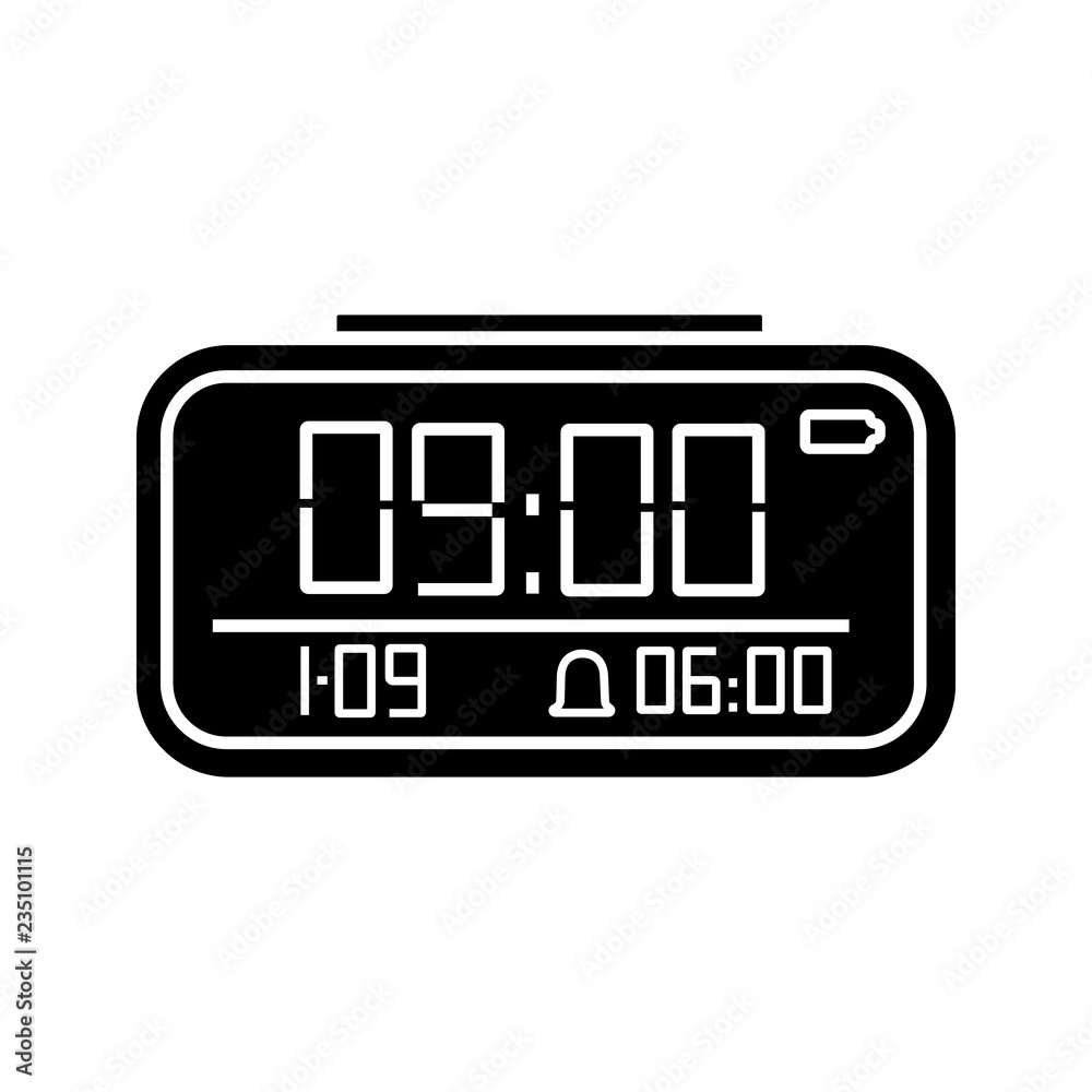 Digital alarm clock glyph icon Digital alarm clock glyph icon