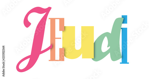 Bannière typographique coloré JEUDI