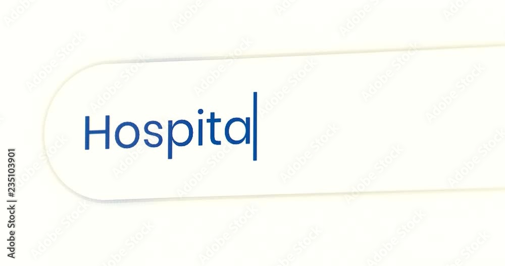 Word Hospital Written In Search Bar. Close Up View Of A Computer
