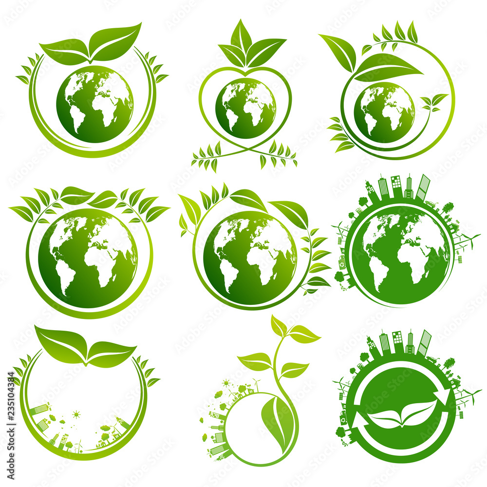 Ecology concept. save world set Ecology concept. save world set