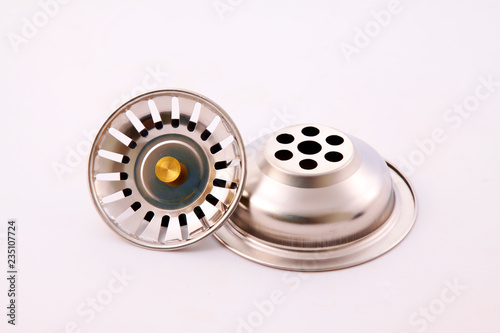 Stainless steel parts in a white background