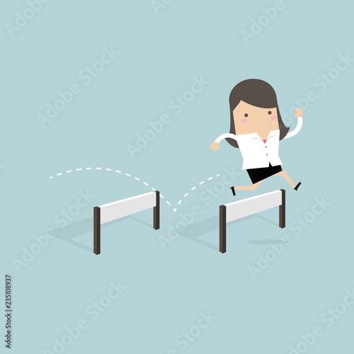 Businesswoman Jumping Over Hurdle.
