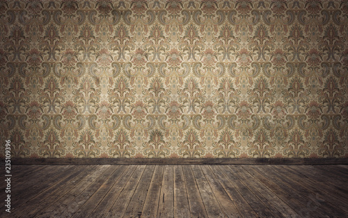 Empty old vintage room background. 3d rendering