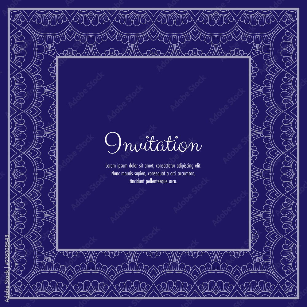 Abstract ornamental lace frame for greeting card or invitation