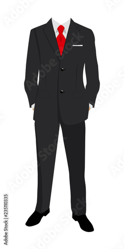 Wedding man's suit and tuxedo. Vector illustration.