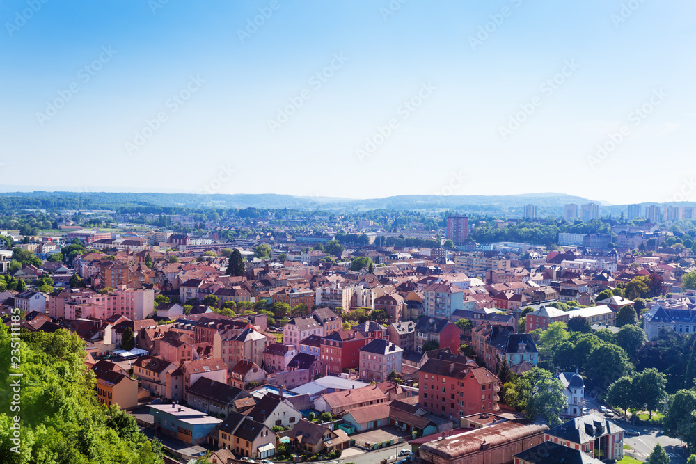 Panoramic view of Belfort city at sunny day