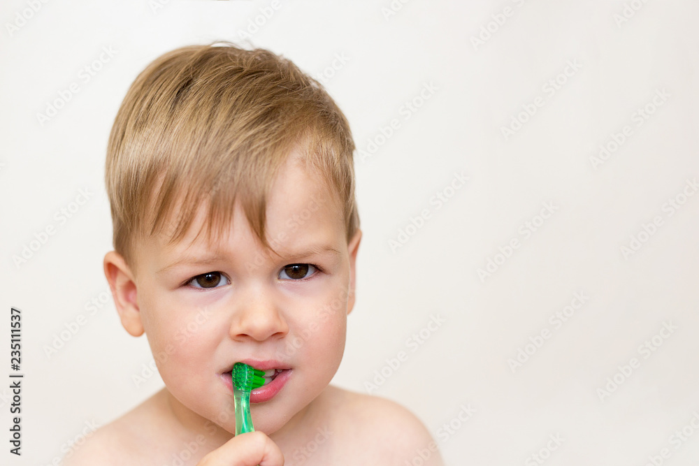 two year old boy brushing his teeth two year old boy brushing his teeth