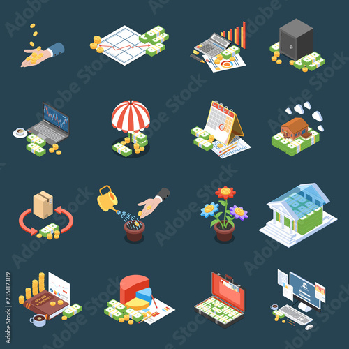 Wealth Management Isometric Icons