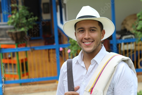 Traditional South American man at home photo